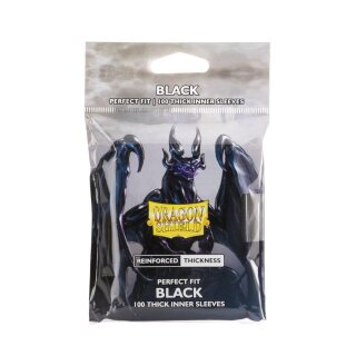 Dragon Shield: Perfect Fit Inner Sleeves – Thick Inner Sleeves - Black, Standard size (100)