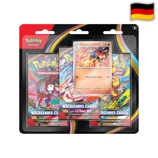 Pokemon Sammelkartenspiel - Mega Entwicklung Wachsendes Chaos 3er Blister DE